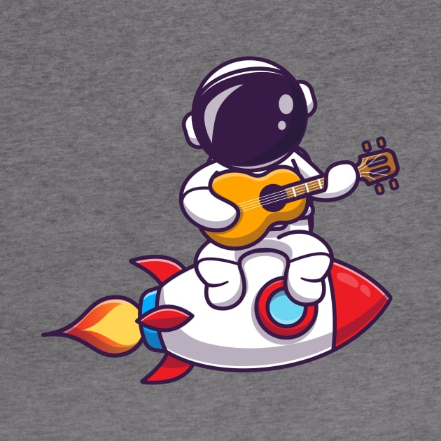 Cute Astronaut Playing Guitar On Rocket by Catalyst Labs